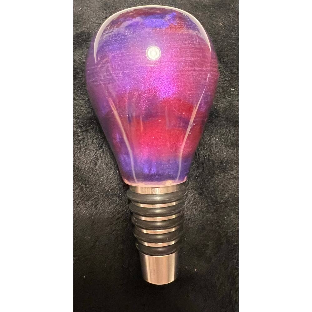 Handmade Purple Resin Lightbulb Shaped Wine Bottle Stopper
